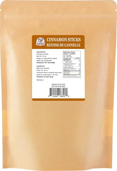 52USA CINNAMON STICKS, CINNAMON 16 OZ (453G), WHOLE CINNAMON STICKS, 100% RAW, KOSHER CERTIFIED, GLUTEN FREE, PURE & FRESH CINNAMON, PERFECT FOR BAKING, COOKING & BEVERAGES