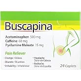 Buscapina Menstrual Pain Relief Caplets, Cramps &amp; Bloating, 24 Count | Acetaminophen, caffeine, pyrilamine maleate, cramps, bloating, headache, backache, muscle ache, PMS, fatigue, adults, Teens