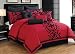 10 Piece Queen / King Black and Red Comforter Set (Queen)