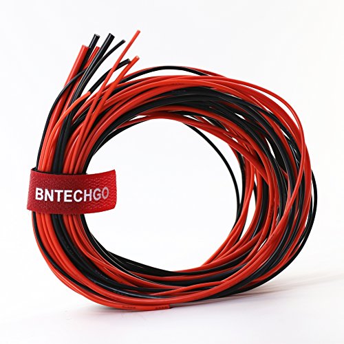 BNTECHGO 14/16/18/20/22 Gauge Silicone Rubber Wire 50ft (5ft Red and 5ft Black:14AWG,16AW,18AWG,20AWG and 22AWG) Soft Flexible 600V 200? High Resistant Silicone Wire Tinned Copper Conductor Wire