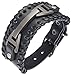 Hamoery Men Leather Bracelet Punk Braided Rope Alloy Bracelet Bangle Wristband