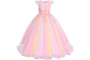 IBTOM CASTLE Flower Girl Dress for Wedding Tulle Floor Length Princess Formal Prom Party Pageant Dance Ball Gown