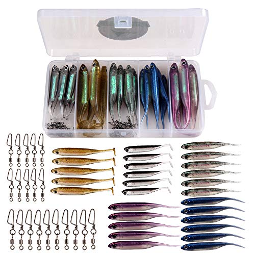 JOHNCOO Soft Lures Fishing Tackle Set Swimbaits Lures Kit Paddle Tails