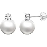 Aleasha Shell Pearl Earrings for Women Black White Pearl Silver 925 Stud Earrings Zirconia Wedding Prom Jewelry
