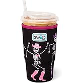 Swig Life Large Iced Cup Coolie, Halloween 22oz Iced Coffee Cup Insulator Sleeve with Handle, Neoprene Insulated Coolie Keeps Drinks Cold (Let's Go Ghouls)