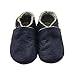 SAYOYO Baby Soft Sole Prewalkers Skid-Resistant Baby Toddler Shoes Cowhide Shoes (6-12 Months, Navy Blue)