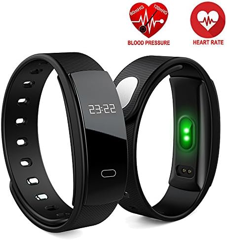 QS80 Smart Band Heart Rate Blood Pressure Watch Bracelet Fitness Tracker Waterproof Sport Wristband whatsapp Notification (Black)