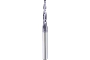 SpeTool Ball Nose Tapered End Mill 1/4 inch Shank with 3mm Diamter (1.5mm Radius) Ball CNC Engraving Bits 3.02Deg HRC55 TiAlN