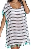 Angerella Women Beach Swimsuit Cover-Up Stripes Chiffon Beachwear