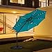 COBANA 10’ Offset Patio Umbrella with Solar Powered 32LED and Blue-Tooth Speaker and 360 Degree Rotation Pole, Blue