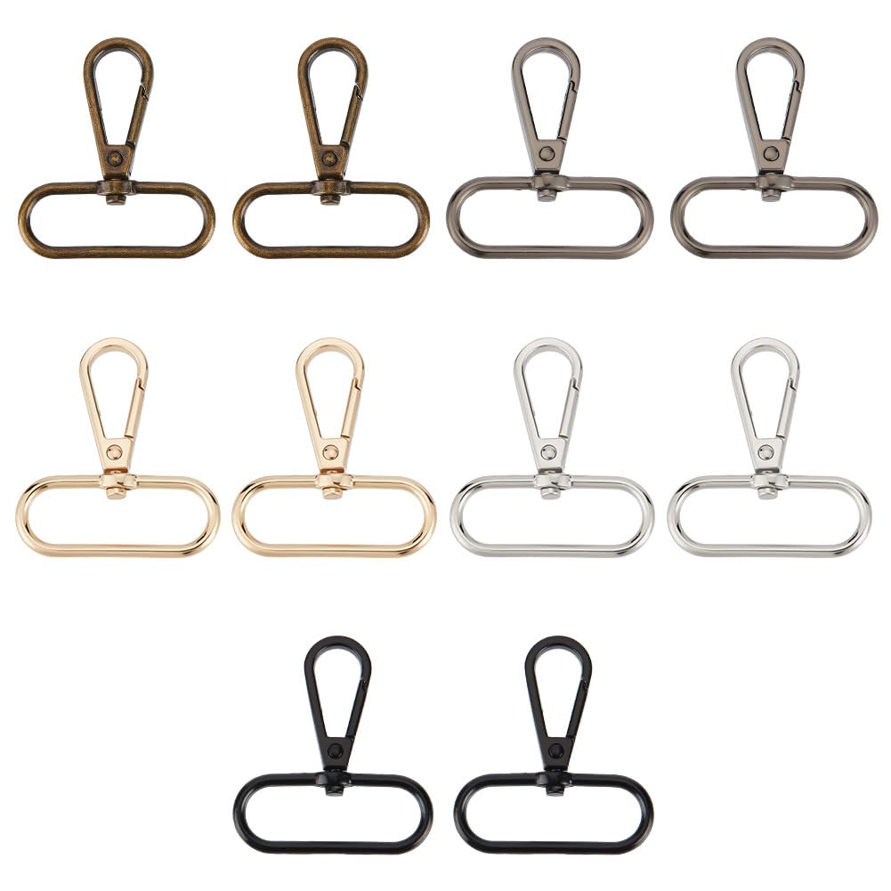 HOBBIESAY 10Pcs Swivel Clasp Hooks Metal Swivel Lobster Clasp Inner Oval Ring Lobster Clasp Claw Lanyard Clips Swivel Snap Fashion Clips Gate Snap Hooks for DIY Crafts Keychain Purse Handbag Making