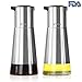 Oil and Vinegar Dispenser Set - Vakoo Stainless Steel Protective Olive Oil Dispenser and Leak Proof Soy Sauce Cruet - Salad Oil Dispensing Bottle Set