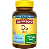 Nature Made Vitamin D3 2000 IU (50 mcg), 320 Vitamin D Softgels | Vitamin D Supplement for Immune, Bone, Teeth and Muscle Health Support, 320 Day Supply