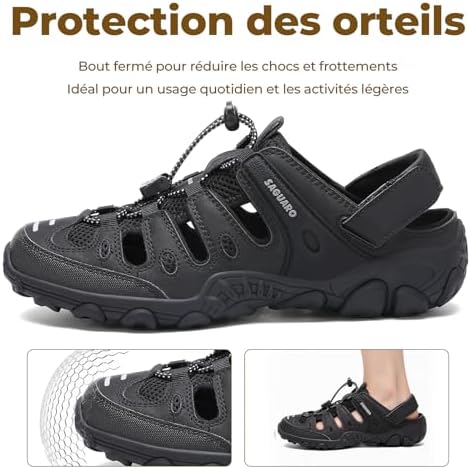 Sandales Trekking Femme Légères Respirantes, Noir 37