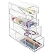 mDesign Office Supplies Desk Organizer for Paper Clips, Sticky Notes, Highlighters, Tape - 5 Drawers, Clear