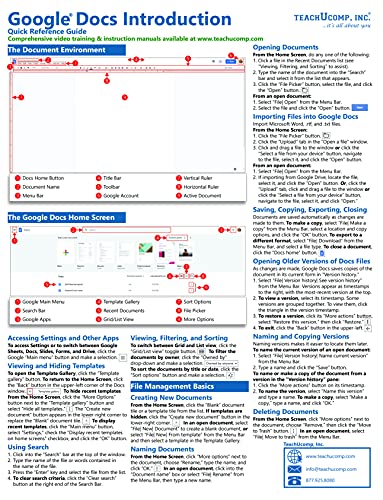 Mua Google Docs Quick Reference Training Card - Laminated Tutorial ...