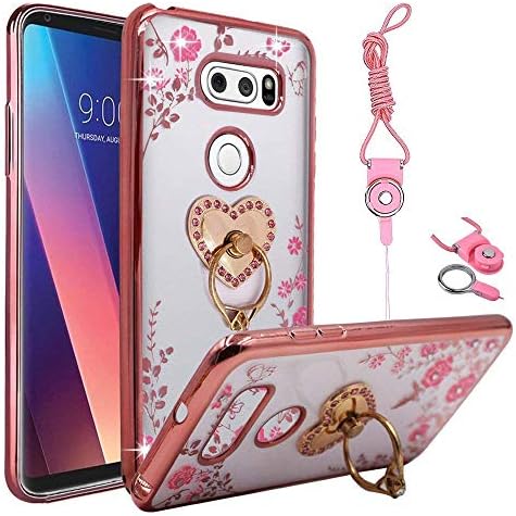KAKA Galaxy Note 9 Case, Slim Fit Soft Gel Jelly Lightweight Clear Crystal Bling TPU Cover & Lanyard Neck Strap Cord for Samsung Galaxy Note 9