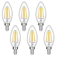 LEDERA Dimmable E12 LED Candelabra Bulb, 4W, 350lm, Candle Light Bulbs, Warm White 2700K, 6-Pack.