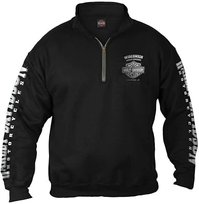Lightning Crest - Sudadera para Hombre, con Cremallera de 1/4, Color Negro, Negro, Large