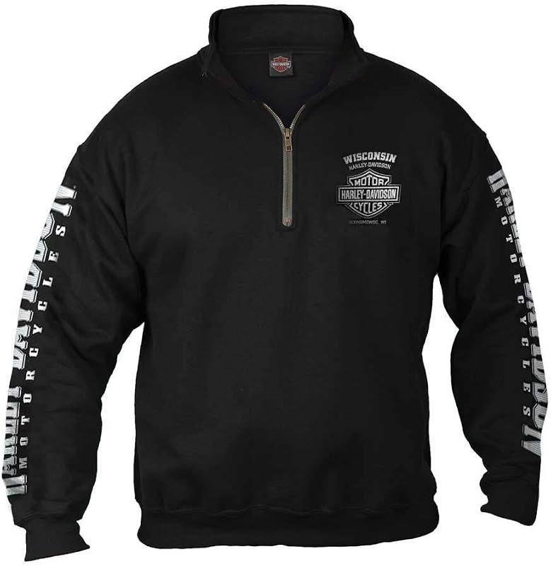 Lightning Crest - Sudadera para Hombre, con Cremallera de 1/4, Color Negro, Negro, Large