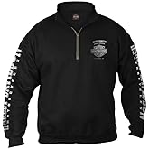 Harley-Davidson Men's Lightning Crest 1/4 Zip Cadet Pullover Sweatshirt, Black
