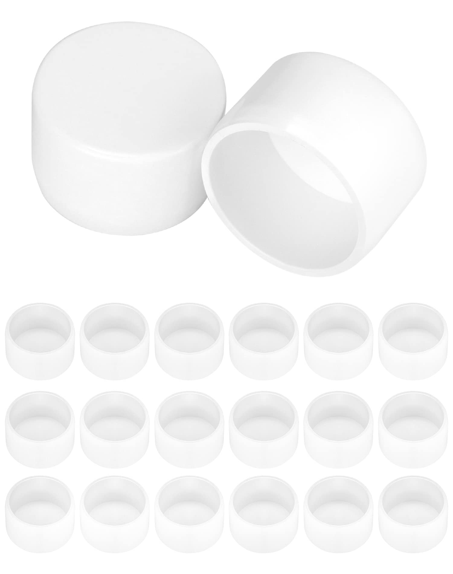 Photo 1 of QWORK 1-1/4 Inch PVC Pipe End Cap Fitting, 20 Pcs Furniture Grade SCH40 Pipe Plug Socket Fitting Adapter, External End Cap, Flat PVC Cap, White