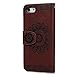 YOKIRIN iPhone 7 Wallet Case, iPhone 8 Case, PU Leather Dream Catcher 3D Relief Totem Embossed Folio Flip Full Protective Cover with Credit Card Holder Kickstand Magnetic Closure for iPhone 7 (Brown)