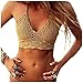 POSESHE Women's Summer Crochet Crop Bikini Top (M, Khaki)