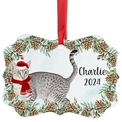 Grey Egyptian Mau Cat Christmas Ornament 2024