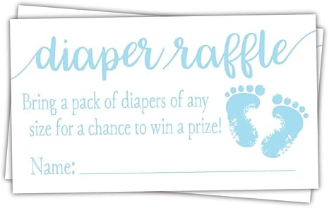 50 Blue Baby Feet Diaper Raffle Tickets 