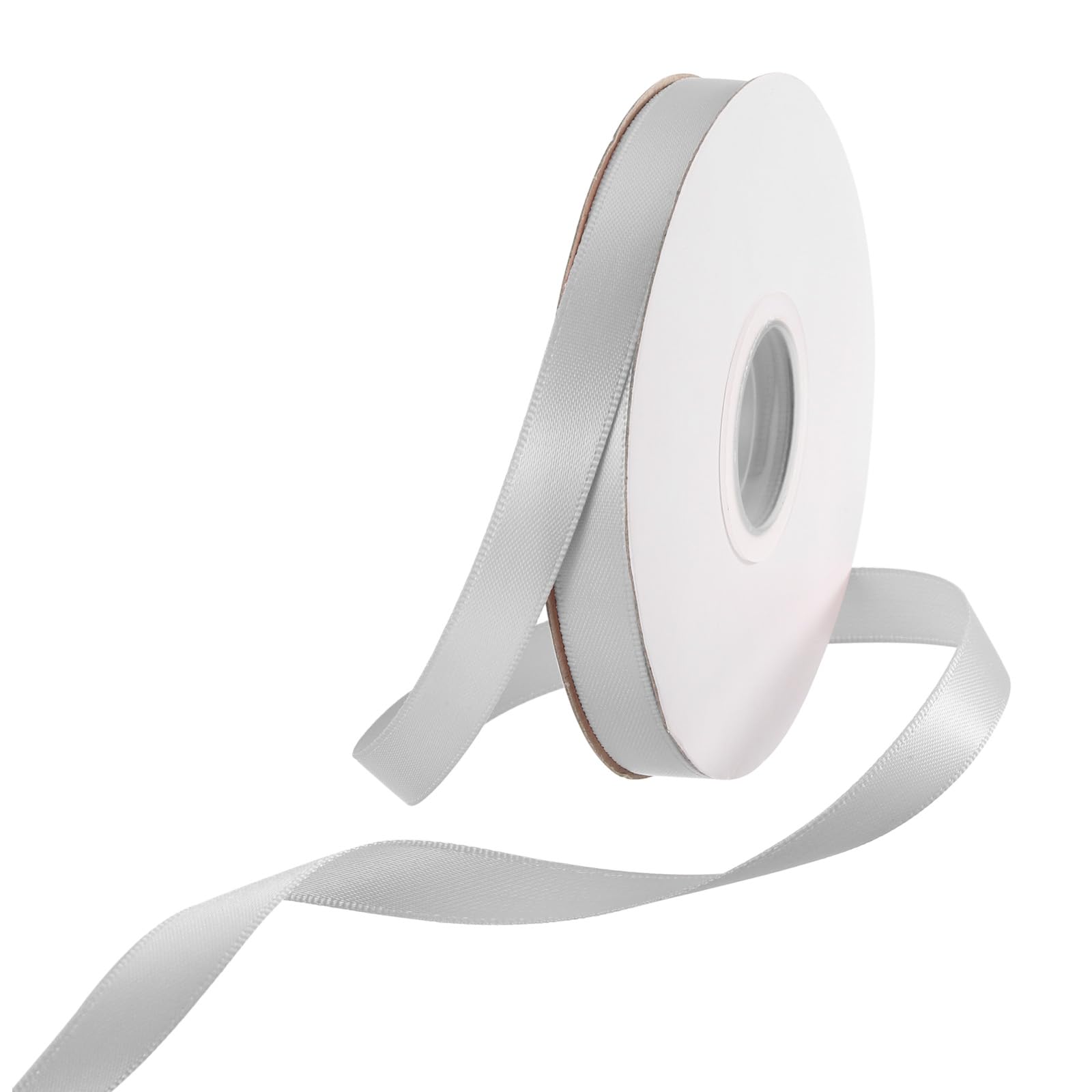 Rebower 10mm Satin Ribbon 91m Thick Double Face Grosgrain Silk Ribbon, [for Gift Wrapping, Hair Bows, Wedding, Cake, Flower] - 100 Yard/300ft/ Light Grey — image 1