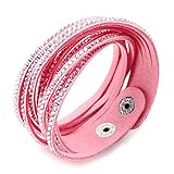 JewelrieShop Bling Bling Crystal Rhinestones Soft Comfortable Velvet, Adjustable Size Button Clasps Bracelet