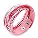 JewelrieShop Bling Bling Crystal Rhinestones Soft Comfortable Velvet, Adjustable Size Button Clasps Bracelet