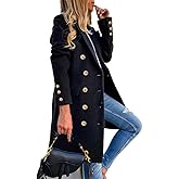 IDEALSANXUN Womens Fall Winter Wool Coats Double Breasted Midi Peacoat Trench Coats