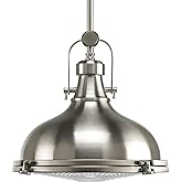 Progress Lighting 1-Light Fresnel Glass Coastal Pendant Light, Fresnel Lens Collection , Indoor, P5188-09, Brushed Nickel