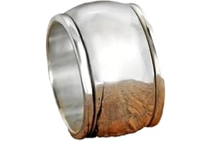 EUJHRTM 925 Sterling Silver Wide face Couple Transport Copper Ring, Unisex Plain Ring Index Finger Ring, Wide face Curved Ring, Fashionable and Versatile Street Style Ring Size 10