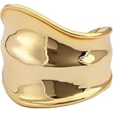 ORIGENCE Chunky Gold Silver Ring for Women 14K Gold Plated Wide Band Open Rings Tarnish-Free Thick Geometric Ring Irregular Statement Sculptural Jewelry Gift