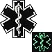 EmbTao Glow in Dark ACU EMS EMT Medic Paramedic Star of Life Morale Tactical Embroidered Applique Iron On/Sew On Patch - Black & White