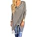 Merryfun Women's Tassels Hem Cloak Blouses Poncho Shirt Gray M