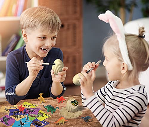 EARTH'SCODE Dinosaur Eggs Excavation Dig Kit, 12 Dino Egg with 12 Cute Unique Dinosaurs Inside Toys for Best Holiday & Birthday Archaeology Science STEM Crafts Gifts for Kids 3-12 Years Old