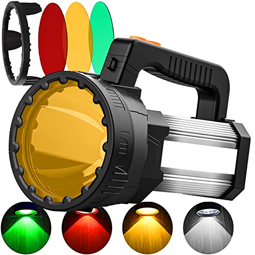 anlook rechargeable flashlight Spotlight Flashlight, Super Bright Handheld Spot Light with COB Light & Foldable Stand, Waterproof Long Lasting Hand Held Searchlight Spotlight for Boating Camping Hunting Fishing Need simple anlook Rechargeable Spotlight, Flashlight High