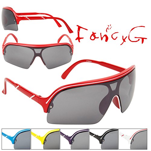 FancyG® Sleek and Sporty Style Single Piece Lens Glasses Frame UV Protection Sunglasses Frame Unisex Fashion Eyewear