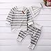 Newborn Baby Boys Girls Long Sleeve Striped T-Shirt Tops and Pants Outfit Set with Hat (3-6 Months, Grey)