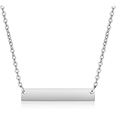 Jude Jewelers Stainless Steel Horizontal Long Bar Drop Classic Plain Charm Necklace