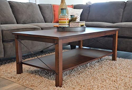 Solid Wood Rustic Coffee table - Distressed Finish - Bronze Coast Collection - Living Room Furniture