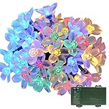 Vmanoo Battery Operated Timer String Lights 50 LED Blossom Flower Fairy Christmas Lighting Decor For Outdoor, Indoor, Garden, Patio, Bedroom Wedding Decorations (Multi Color)