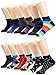 Marino Low Cut Socks for Men - Funky Colored Ankle Socks - Pattern Designed Dress Socks - 12 Pack - Style 3 - Size 10-13