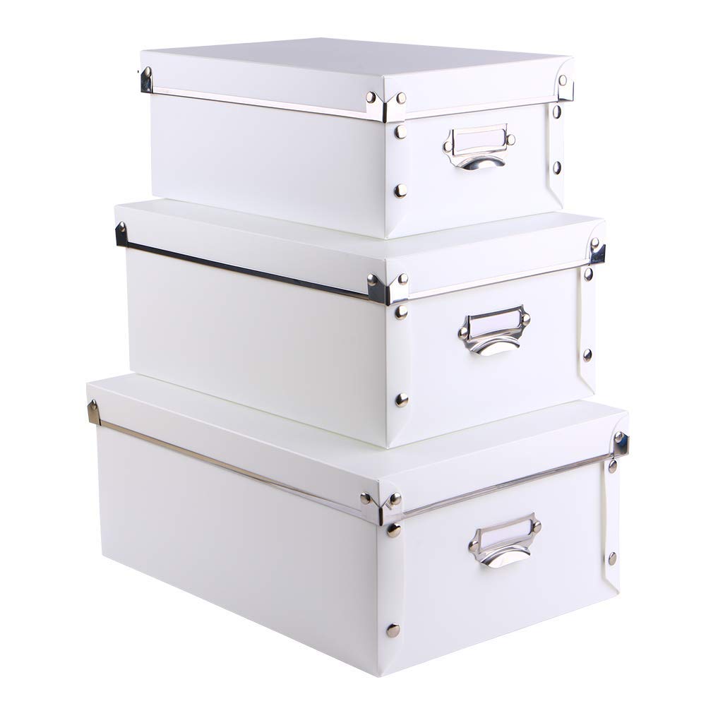 Photo 1 of SEEKIND Decorative Storage Boxes with Lids,Water-Proof Storage Bins for Shoes,Clothes,Office …