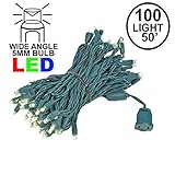 Novelty Lights 100 Light LED Christmas Mini Light Set, Outdoor Lighting Party Patio String Lights, Warm White, Green Wire, 50 Feet
