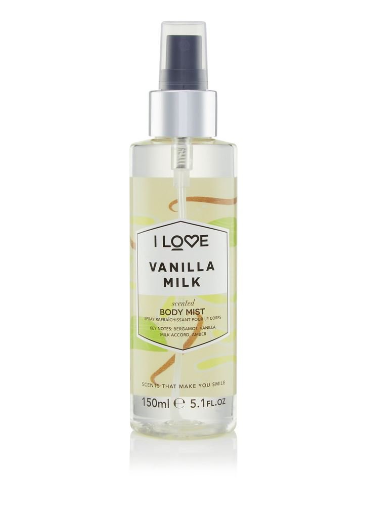 I Love Vanilla Milk Scented Body Mist, Formulated With Natural Fruit Extracts Which Offer a Burst of Fragrance, FastDrying Refreshment Throughout the Day, VeganFriendly 150ml